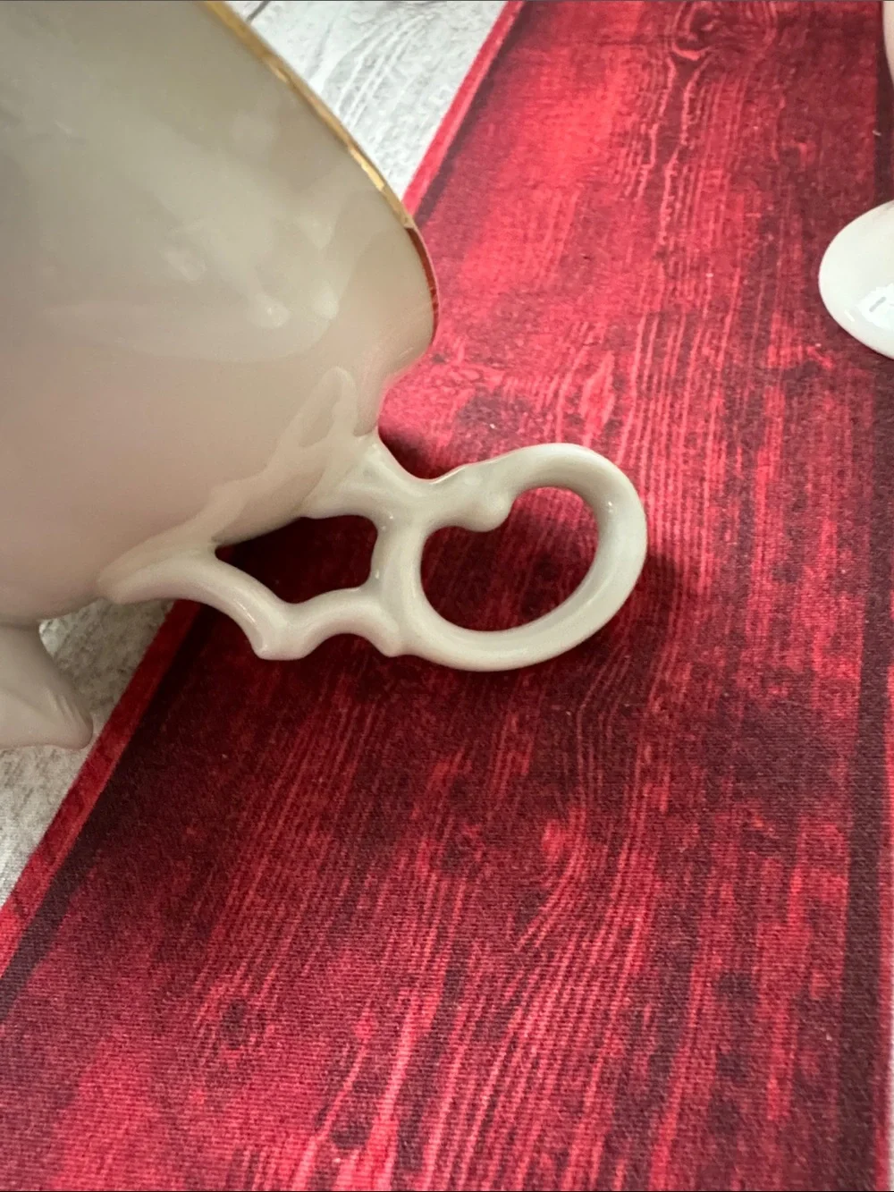 Vintage White/Cream Ceramic Pedestal Tea Cup and Egg Cups Set